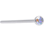 20G 3/4 Aurora CZ Steel Straight Fishtail Nose Ring 2mm