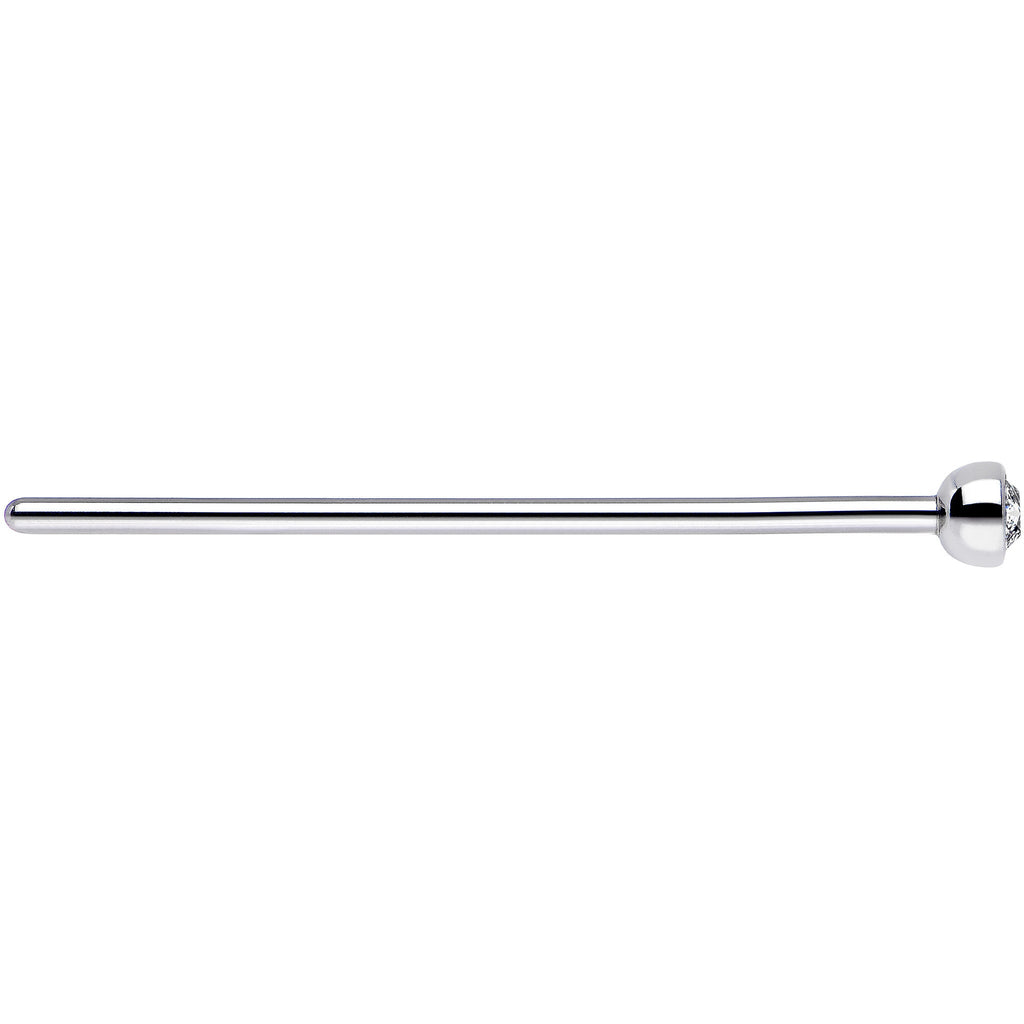 20G 3/4 Clear CZ Steel Straight Fishtail Nose Ring 2mm