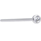 20G 3/4 Clear CZ Steel Straight Fishtail Nose Ring 2mm
