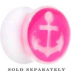 White Pink Acrylic Set Sail Nautical Anchor Saddle Plug Available in Sizes 6mm to 20mm