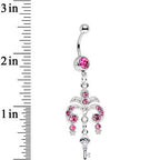 Pink Gem Foliage Fountain Glamour Key Dangle Belly Ring