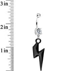 Clear Gem Dynamite Black Lightning Bolt Dangle Belly Ring