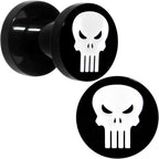 4G Black PVD Licensed The Punisher Logo Screw Fit Plug Set
