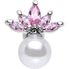 Pink CZ Imitation White Pearl Jeweled Crown Tragus Cartilage Earring