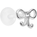 16G 5/16 925 Sterling Silver Clear Bow Push In Tragus Earring