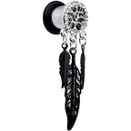 0G Clear Gem Steel Single Flare Tree of Life Dangle Plug Set