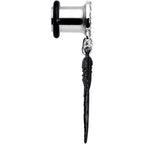 0G Clear Gem Steel Single Flare Tree of Life Dangle Plug Set