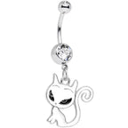 Clear Gem Kitten Dangle Belly Ring