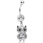 Clear Gem Burrowing Owl Dangle Belly Ring