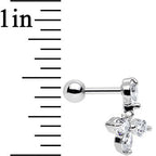 16G 1/4 Clear Cubic Zirconia Dangle Tragus Cartilage Earring