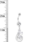 Clear Cubic Zirconia Swirl Flowers Dangle Belly Ring