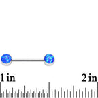 316L Stainless Steel Blue Synthetic Opal Nipple Barbell Set