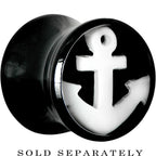 00G Black Acrylic Drop the White Anchor Saddle Plug