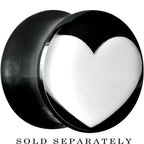 1/2 Black Acrylic White Heart Saddle Plug