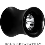 Black Acrylic Clear Gem Inlay Saddle Tunnel Plug 0G to 1 Inch