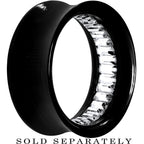 Black Acrylic Clear Gem Inlay Saddle Tunnel Plug 0G to 1 Inch