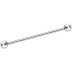 316L Stainless Steel White Faux Opal Industrial Barbell 36mm