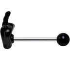 14G 5/8 Black Acrylic Flip the Middle Finger Barbell Tongue Ring