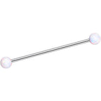 316L Stainless Steel White Faux Opal Ended Industrial Barbell 35mm
