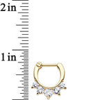 16G Gold Plated Golden Penta Clear Gem Septum Clicker
