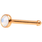 Rose Gold IP 2mm White Imitation Opalite Stone Nose Bone