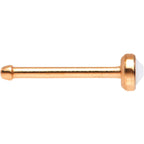 Rose Gold IP 2mm White Imitation Opalite Stone Nose Bone