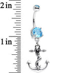 Aqua Gem Mermaid Princess and Her Anchor Dangle Belly Ring