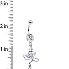 Clear CZ Meadow Fairy Dangle Belly Ring