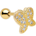 16G Gold Anodized Stainless Steel CZ Butterfly Tragus Earring