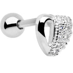 16G Stainless Steel Cubic Zirconia Heart Tragus Earring