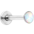 16G 5/16 Steel 3mm Synthetic White Opal Internal Thread Labret