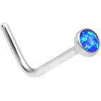 20G 2mm Blue Synthetic Opal L-Shaped Nose Ring