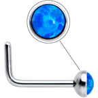 20G 2mm Blue Synthetic Opal L-Shaped Nose Ring