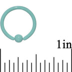 16G Teal Ceramic Coated Stainless Steel BCR Captive Ring 3/8