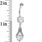 Clear Cubic Zirconia Athena Teardrop Dangle Belly Ring