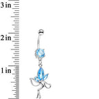 Aqua Cubic Zirconia Meadow Fairy Dangle Belly Ring