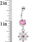 Pink Gem Highland Wildflower Dangle Belly Ring