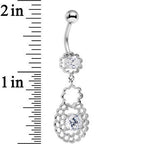 Clear Cubic Zirconia Crochet Flower Dangle Belly Ring