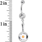 Clear Gem Fried Egg on a Frying Pan Dangle Belly Ring