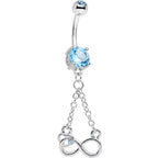 Suspended in Infinity Aqua Gem Dangle Belly Ring