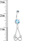 Suspended in Infinity Aqua Gem Dangle Belly Ring