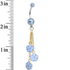 Golden Chain Pearly Blue Floral Dangle Belly Ring