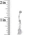Half of My Heart Clear Gem Encrusted Dangle Belly Ring