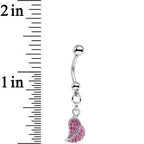 Half of My Heart Rose Flower Gem Encrusted Dangle Belly Ring