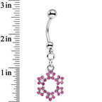 Pink and Aurora Decorated Snowflake Dangle Belly Ring