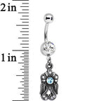 Clear and Light Blue Gem Swirl Dangle Belly Ring