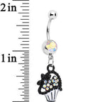 Aurora Czech Stone Basket of Flowers Dangle Belly Ring