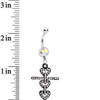 Aurora Czech Stone Black Snowman of Love Dangle Belly Ring