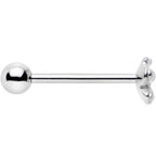 Simple Stainless Steel Butterfly Flat Top Barbell Tongue Ring