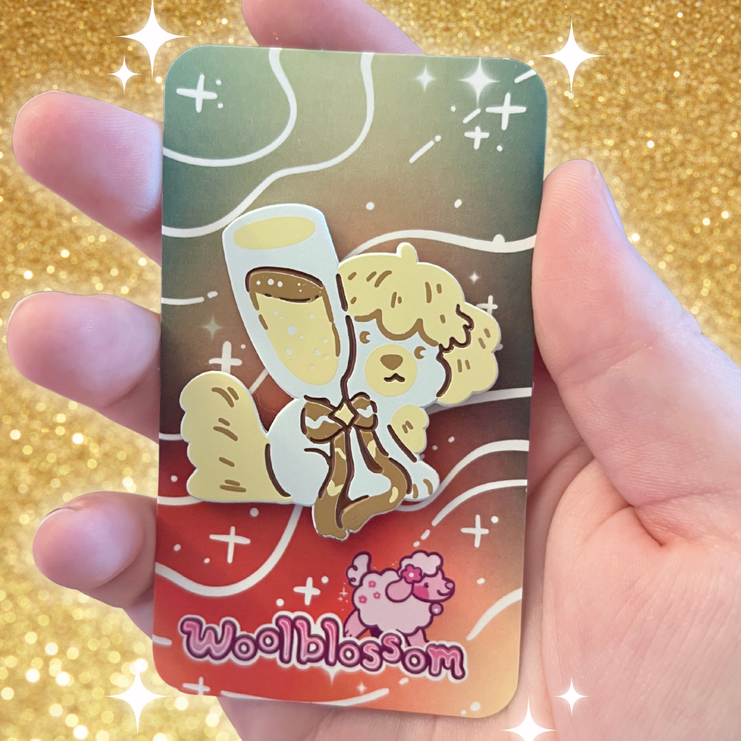 Champagne the Creme Brulé Puppy ~ Soft Enamel Pin